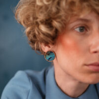 boucles d'oreilles dunes plumes bleues