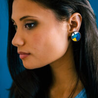 Boucles d'oreilles mosaïque de plumes