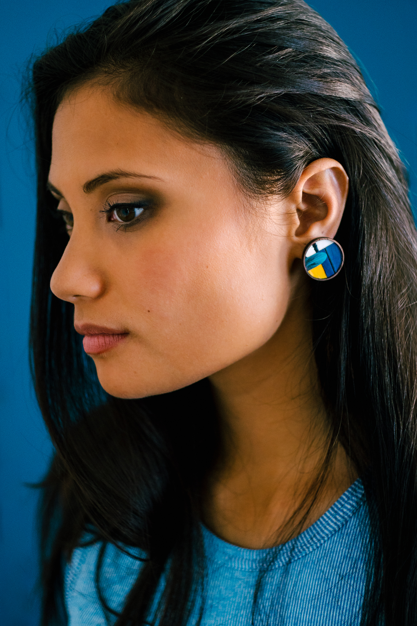 Boucles d'oreilles mosaïque de plumes