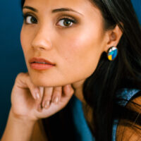 Boucles d'oreilles mosaïque de plumes