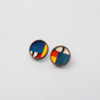 boucles d'oreilles rondes de stijl marqueterie de plumes mondrian