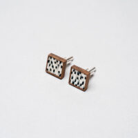 Boutons de manchette Lady i. ornés d'une mosaïque de plumes de faisan noires et blanches